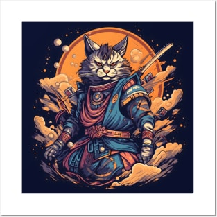 Samurai Kitty Cat Posters and Art
